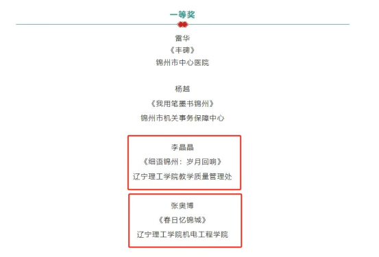 热烈祝贺开云4名教师在锦州市职工征文比赛中荣获佳绩